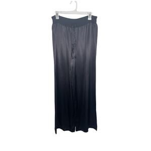 PJ Harlow Black Jolie Wide Leg Satin Pajama Pants Large USA Made Comfy
